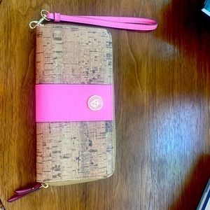 Anne Klein tan and pink wallet